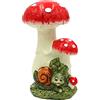Dekohelden24 Lumaca decorativa in ceramica con 2 funghi, decorazione da giardino, dimensioni: ca. 11 x 10 x 18 cm, verde