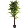 DRW Pianta artificiale di un ficus di PU in verde 180x25x25 cm
