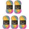 Wollbiene 5 gomitoli di lana Batik da 100 g, 500 g, multicolore (2080, giallo, grigio, rosa)