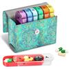 FINPAC Portapillole Settimanale 7 Giorni 4 Volte, 28 Scomparti Giornaliero Pill Box Organizzare con Borsa PU e Nome Carta, Scatola della Medicin de Viaggio, Mattino Pomeriggio Sera Notte,
