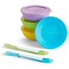 Munchkin 012106 Kit Svezzamento 10 Pezzi: 4 Ciotole con Coperchio e 2 Cucchiai, Multicolore