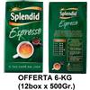 SPLENDID 6 KG CAFFE SPLENDID ESPRESSO COME AL BAR 12 BOX DA GR.500 = 6-KG OFFERTA 06 2025