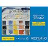 Fabriano Honsell 75302735 Watercolour - Blocco di cartone per acquerelli, incollato a testa, 300 g/m², 27 x 35 cm, 75 fogli, bianco naturale, grana fine, senza acidi, superficie vellutata