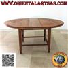 Tavolo ovale allungabile a quattro piedi congiunti in legno di teak (130 x 148 c