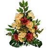 DRW Centro Fiori Artificiali per Cimitero Chiese Matrimonio Centro Fiori per i Santi Rosso Arancione e Giallo (Centro 75 x 55 cm)