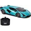 CMJ RC Cars Scala 1:24 con licenza ufficiale RC Lamborghini Sián FKP 37, blu Lambo Sport giocattolo da corsa veicolo modello per ragazzi ragazze e adulti regalo