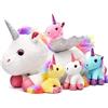 Tacobear Unicorno Peluche Gigante Mamma Unicorno Peluche con 4 Bambino Bambina Regalo per Festa Compleanno Giocattolo per Ragazza 3 4 5 6 7 Anni