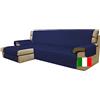 Moonange Copridivano 2 posti con Penisola Seduta 200 cm Impermeabile Salva divano Angolare Antiscivolo Antimacchia Reversibile Antigraffio Antipelo Blu