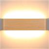 Lightess 16W Applique da Parete Interno Legno Moderno LED Lampade da Parete Luce in Alluminio per Corridoio, Bagno, Scala, Camera da Letto, Soggiorno, Colore del Legno, Bianco Caldo(32cm)