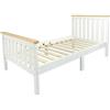LEOMARK letto singolo per bambini in legno, lettino solido ed elegante in legno massello, spacio per dormire 140x70 cm, rete a doghe, colore bianco MILANO PINE