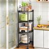 SAYZH Scaffali in Metallo, Carrello da Cucina in Metallo a 4 Ripiani, Multifunzione, Resistente, con Ruote e Piedini Antiscivolo, per Garage, Cucina, Ufficio, Libreria, Angolo, Nero