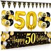 Bluelves Decorazioni Compleanno 50 Anni Oro Nero, Striscione Buon Compleanno 50 Anni, Palloncini 50 anni Uomo Donna, Triangolari Ghirlanda Oro Nero Addobbi Compleanno per Uomo Donna