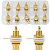 KUOQIY RCA 10 Pezzi Jack Terminale Ottone Placcato Oro Presa Femmina, Connettore Audio Presa Femmina RCA (5 Nero + 5 Rosso)