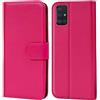 Verco custodia per Samsung A51, Case per Samsung Galaxy A51 Cover PU Pelle Portafoglio Protettiva, Rosa