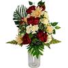 DRW Centro Fiori Artificiali per Cimitero Chiese Matrimonio Centro Fiori per i Santi Rosso Arancione e Beige (Jarron 65x40 cm)