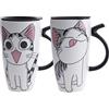 lachineuse - Set di 2 tazze design gatto Kawaii Goloso- 600 ml | Mug XXL in porcellana - Maxi tazze giapponesi per tè e caffè - Coperchio termico - Lucky Cat - Idea regalo Giappone Asia