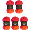Wollbiene 5 gomitoli di lana Batik da 100 g, 500 g, con gradiente, multicolore (1410 rosso arancione)