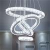 diisunbihuo Dixun - Moderno lampadario a sospensione a LED in cristallo, con quattro anelli, luce bianca fredda (60 W, bianco freddo)