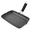 H&H Bistecchiera Stone Manico Silicone Induzione Rettangolare 36X26 Pentole, Alluminio, Nero, 36 cm