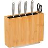 Relaxdays Ceppo Portacoltelli Vuoto, Supporto in bambù per Coltelli, Portautensili Cucina 23 x 30 x 12 cm, Naturale Nero