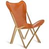 Unopiù Poltroncina pieghevole EMY con struttura in teak e telo in pelle