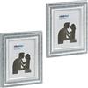 Relaxdays Set da 2 Cornici Portafoto, 15x20 cm, Porta Foto Passpartout, Verticale ed Orizzontale, Muro e Tavolo, Argento