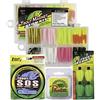 Trout Magnet Ultimate Bundle - Kit di Attrezzi per la Pesca alla Trota, 82 Pezzi, Yard Trout S.O.S. di 320 m Lenza da Pesca monofilamento, Phantom Fluorocarbon Leader Line, 4 galleggianti E-ZTrout.