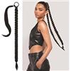 Manqyi Estensioni Intrecciate Coda di Cavallo, Seta Naturale, Trecce, 85 cm, Nero