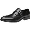 ANUFER Uomini Fibbia Singola Intelligente Scarpe da Monaco Pelle in Microfibra Formale Mocassini Nero SN0707123 EU43