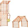 Arrampicata per bambini 2 in 1. Palestra bambini interno con spalliera  svedese bambini in legno con rete, anelli ginnici, una scala svedese.  Palestra spalliera, gioco da interno bambini 5P5P7S5P acquistare al prezzo