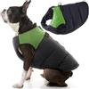 Gooby Gilet imbottito per cani di piccola taglia con protezione in pelliccia sicura con cerniera, medio, verde