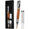 AUAUY Penna in Metallo Bolt Action, Penna a Sfera Retrattile, Penna Della di Scrittura Ricaricabile con 5 Ricariche con Fezione Regalo, Miglior Set di Penne a Sfera per Uomini e Donne - Colore legno