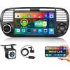 Hikity Autoradio con DAB DAB+ per Fiat 500 (2007-2015) Stereo Auto Android Radio Bluetooth per Auto FM RDS Radio 7 pollici Autoradio Touchscreen con GPS WiFi Canbus