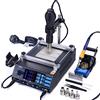 YIHUA 853AAA Stazione di Saldatura ad Aria Calda SMD con Saldatore, Stazione di Dissaldatura e Riparazione, Piastra di Pre-riscaldamento 3-in-1 con Accessori(EU Plug)
