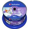 Verbatim 50 DVD+R Wide Inkjet Printable No ID Brand 16x 4,7GB cake AZO Box 43512