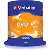 Verbatim 100 DVD-R Matt Silver 4,7GB cake AZO 16X Box 43549