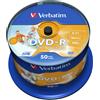 Verbatim 50 DVD-R Wide Inkjet Printable No ID Brand 4,7GB 16x cake AZO Box 43533 stampabili