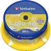 Verbatim 25 DVD+RW Riscrivibili Matt Silver 4,7GB 4X, in cake box - 43489