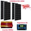 JARRET Kit Fotovoltaico 3 KW Pwm Inverter 6000W 4Pannello Solare 400W regolatore 60 amp