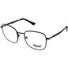 Persol PO2497V 1078 | Occhiali da Vista Graduati | Prova Online | Unisex | Metallo | Quadrati | Nero | Adrialenti