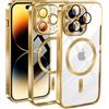 KetteTech Cover Magnetica per iPhone 12 Pro Max, Custodia Compatibile con MagSafe, Protezione Antiurto di Livello Militare Telefono Silicone [Copertura della fotocamera], Oro Trasparente