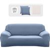 Lydevo Copridivano Elasticizzato 4 Posti Fodere Copri Divano con Braccioli con 2 Copricuscini Moderno Copridivano Fantasia Universale Antiscivolo Lavabile Divano Protector,Grigio Blu