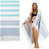 Winthome Telo Mare Hammam 180x100cm- Telo Hammam Morbido Cotone di Bambù, Leggero Salvaspazio, Telo da Spiaggia con Frange, Assorbente, Asciugamani da Mare Senza Sabbia per Donna Uomo (1 Pack)
