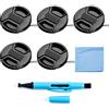 Fotover Lens Cap Bundle, 5 pezzi universale scatto centro Pinch anteriore copriobiettivo set con panno di pulizia in microfibra per Canon Nikon Sony Olympus DSLR + obiettivo della fotocamera penna di