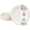 BIOZOYG Set da Tavola ecologiche bagassa usa e getta I 50 pezzi Piatto di canna da zucchero bianco sbiancato rotonda 22 cm I Set da Tavola monouso