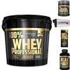 Multi Marca Gold's Nutrition 100% whey protein professional 5 kg proteine siero Cioccolato + BCAA + OMAGGI Scitec Nutrition