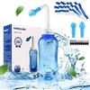 Waterpulse Neti Pot，300ML igazione Nasale con 60 pacchetti di sale di lavaggio nasale e adesivo Termometro, Nose Bottle Cleaner Irrigazione a Pressione per Adulti & Bambini BPA Free