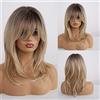 HAIRCUBE Tenda Bangs Natura Parrucche a strati per le donne Advanced Hierarchical Hairstyle Fibra sintetica resistente al calore (biondo scuro ombra)