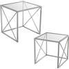 DRW Set di 2 tavoli nidificati in Metallo e Specchio in Argento 50 x 50 x 51 cm e 44 x 44 x 45 cm, Vari, Grande
