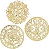 DRW Set di 3 Pale Rotonde in Legno MDF Traforato in Oro 25 x 1 cm, Multicolore, estandar